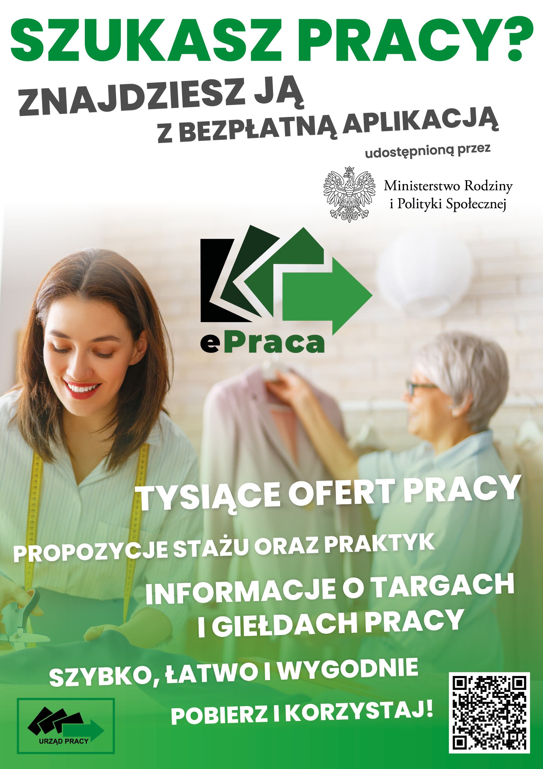 plakat promujący aplikację na telefon ePraca